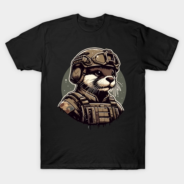 Otter Soldier T-Shirt by TomFrontierArt